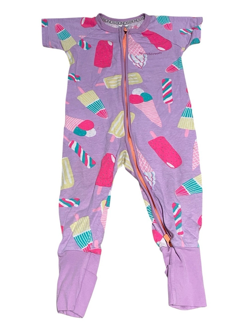 BONDS Wondersuit 6-12 m Size 0 Baby Girl Zipper Sleeper Popsicle Zip Clothing